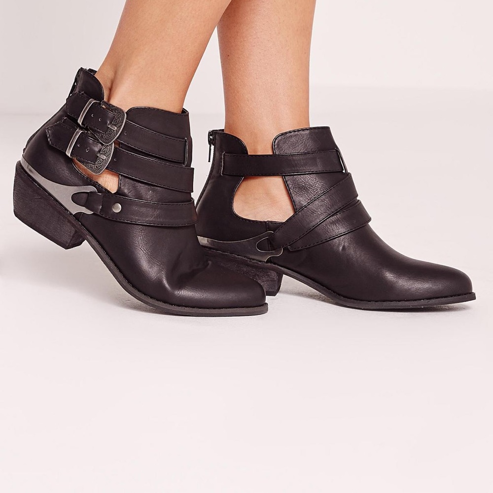 Missguided western buckle ankle boots